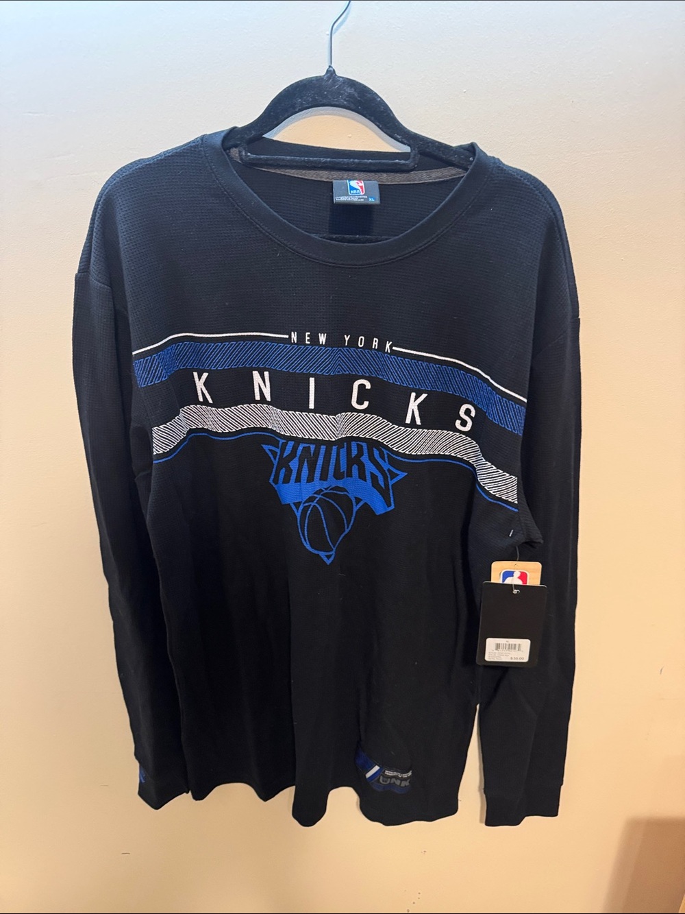 NBA New York Knicks Black and Blue Long Sleeve Shirt